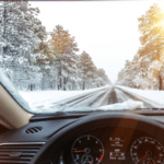 car on snowy road