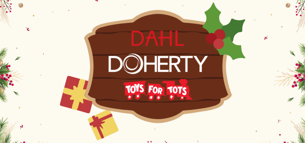Toys for Tots, Doherty Staffing Solutions, and Dahl Consulting logo graphic