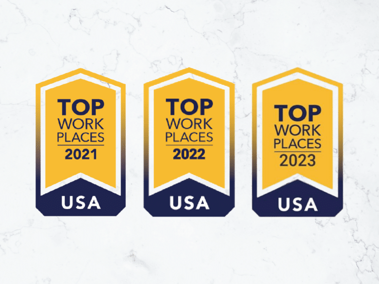 Top Workplaces USA logos for 2021, 2022, and 2023 in a row
